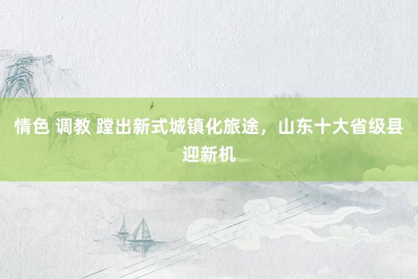情色 调教 蹚出新式城镇化旅途，山东十大省级县迎新机