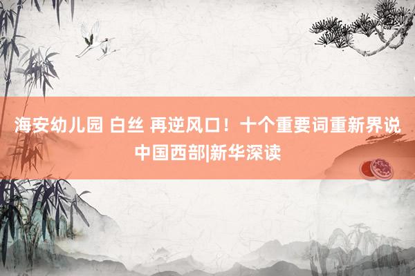 海安幼儿园 白丝 再逆风口！十个重要词重新界说中国西部|新华深读