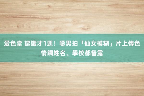 爱色堂 認識才1週！噁男拍「仙女模糊」片上傳色情網　姓名、學校都备露