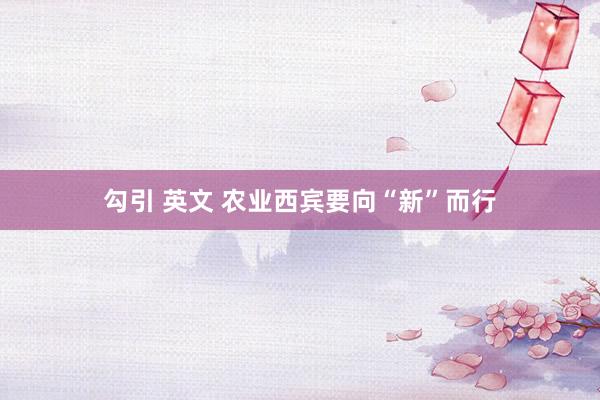 勾引 英文 农业西宾要向“新”而行