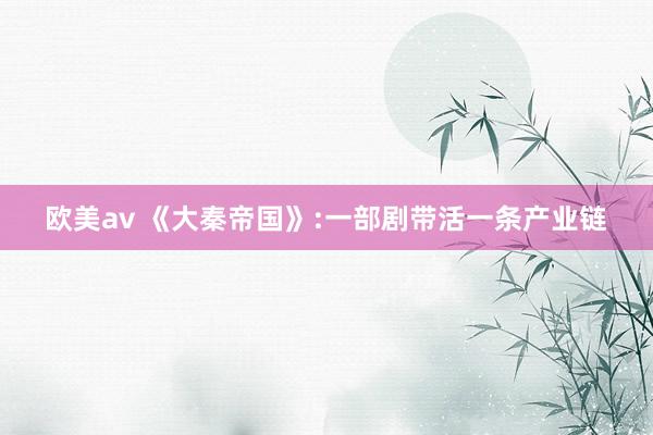 欧美av 《大秦帝国》:一部剧带活一条产业链