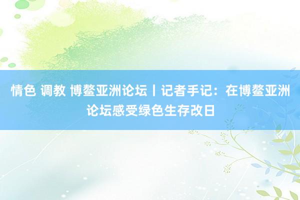 情色 调教 博鳌亚洲论坛丨记者手记：在博鳌亚洲论坛感受绿色生存改日