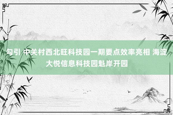 勾引 中关村西北旺科技园一期要点效率亮相 海淀大悦信息科技园魁岸开园