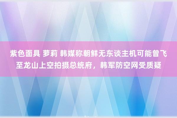紫色面具 萝莉 韩媒称朝鲜无东谈主机可能曾飞至龙山上空拍摄总统府，韩军防空网受质疑
