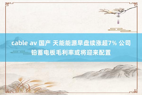 cable av 国产 天能能源早盘续涨超7% 公司铅蓄电板毛利率或将迎来配置