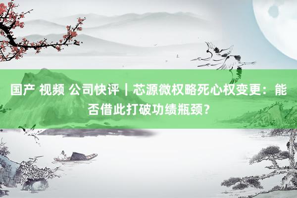 国产 视频 公司快评｜芯源微权略死心权变更：能否借此打破功绩瓶颈？